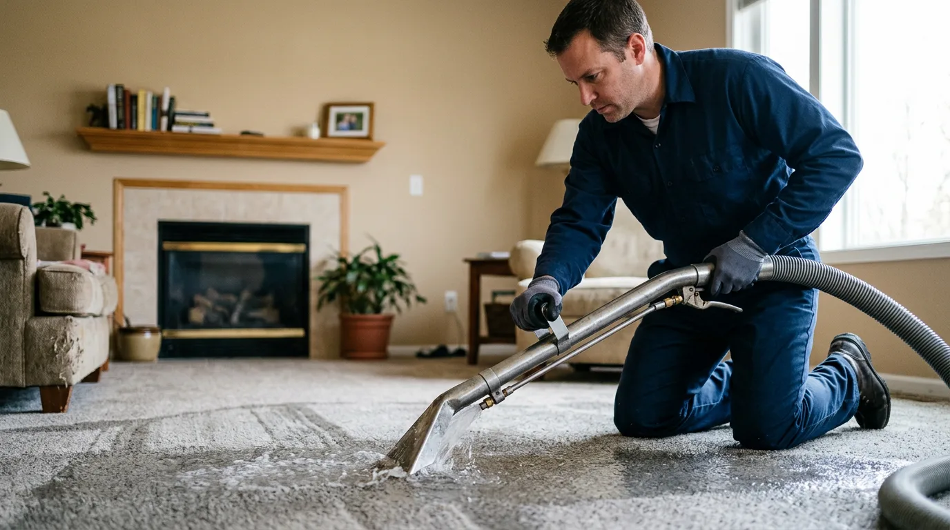 Water damage restoration technician working near Kirvin, TX